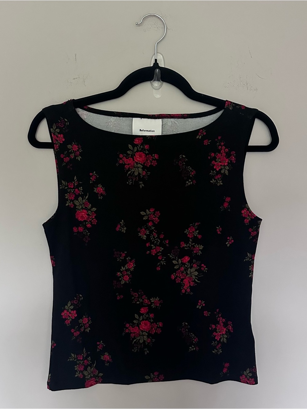 Reformation Black Floral Sleeveless Top